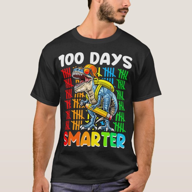 T Rex Dinosaur 100 dagar Smartare 100 dagars boys  Shirt (Framsida)
