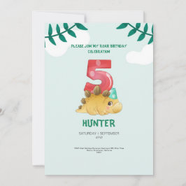 T-Rex Dinosaur 4e födelsedagen bjuder in Kids Part Inbjudningar