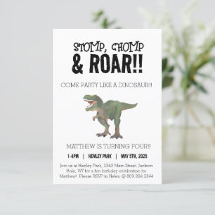 T-Rex Dinosaur 4e födelsedagen-inbjudan Inbjudningar