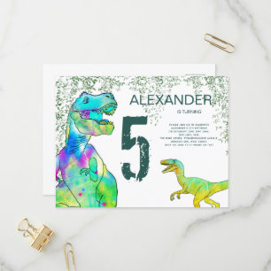 T Rex Dinosaur 5-års födelsedagsfest Inbjudan Vykort
