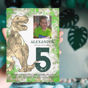 T-Rex Dinosaur 5-års födelsedagsfest Inbjudan Vykort