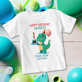 T Rex Dinosaur Add Age Grattis på födelsedagen Par T Shirt