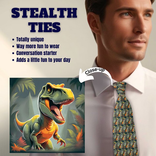 T Rex Dinosaur Älskare Grått Neck Tie Slips (Skapare uppladdad)