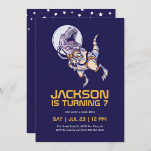 T-rex Dinosaur Astronaut Rymden Barns födelsedag Inbjudningar