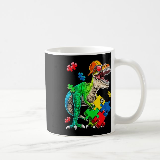 T Rex Dinosaur Autism Awareness Puzzle Biet Gifts Kaffemugg (Höger)