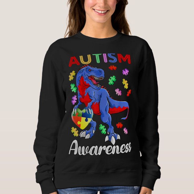 T Rex Dinosaur Autism Awareness Puzzle Biet Kids Shirt (Framsida)