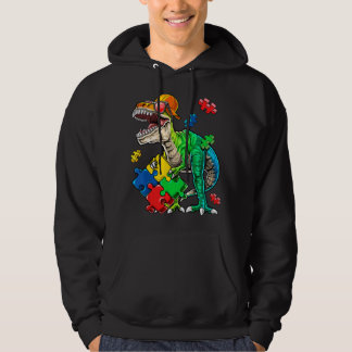 T Rex Dinosaur Autism Medvetenhet Pusselbit för K Hoodie