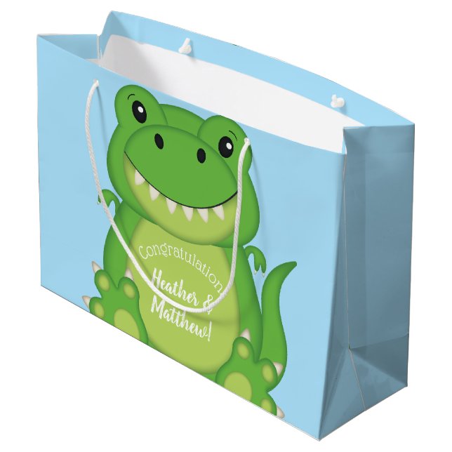 T-Rex Dinosaur Baby Shower Blue (Baksidan Vinklad)