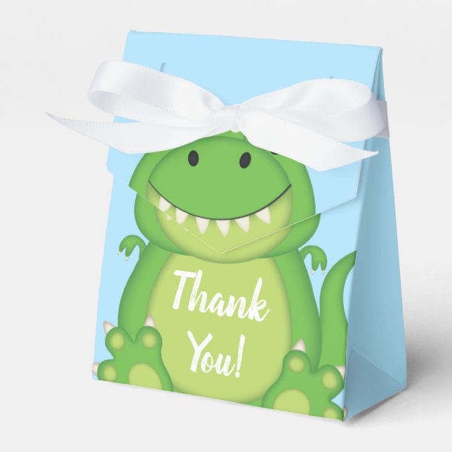 T-Rex Dinosaur Baby Shower Blue Presentaskar (Framsidan Sidan)