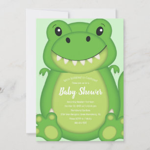 T-Rex Dinosaur Baby Shower-Grönt Inbjudningar