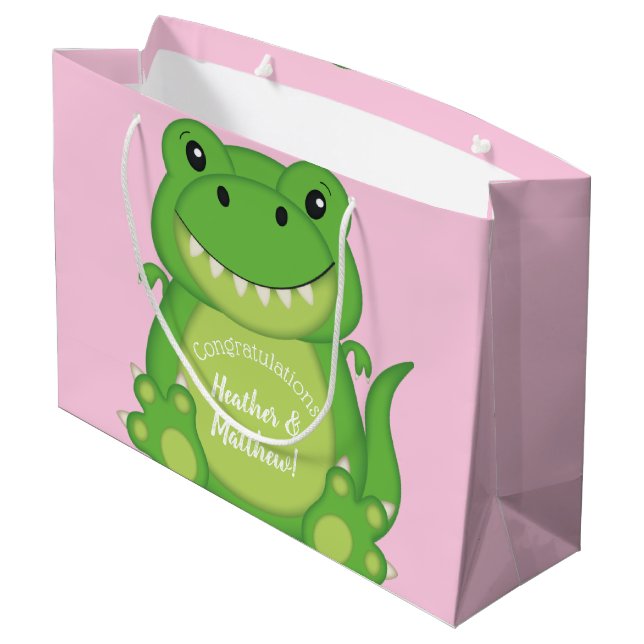 T-Rex - Dinosaur Baby Shower Rosa (Baksidan Vinklad)