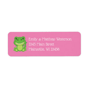 T-Rex - Dinosaur Baby Shower Rosa Returadress Etikett