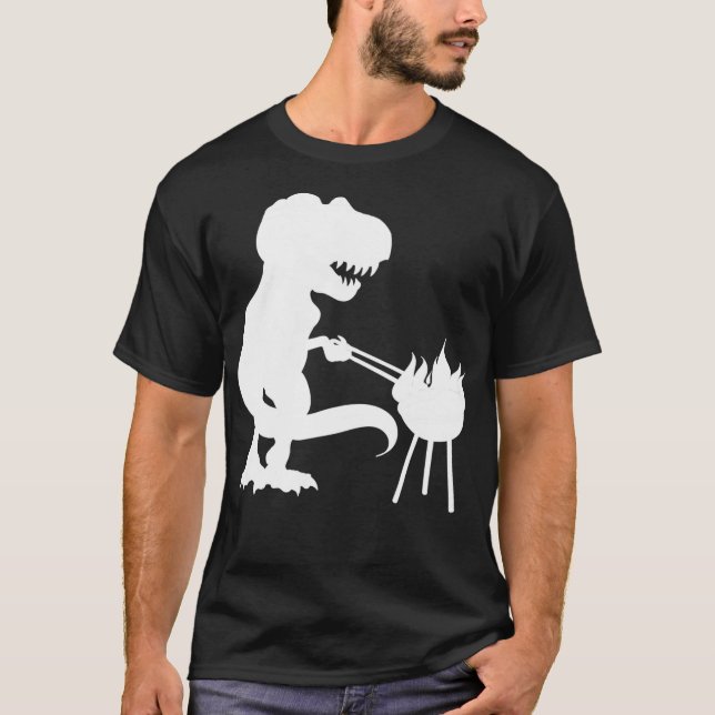 T Rex Dinosaur BBQ Grill  Daddysaurus Fathers Shirt (Framsida)
