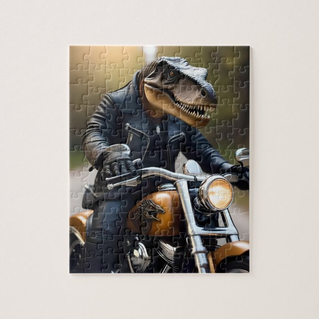 T-Rex Dinosaur Bikie på en motorcykel, Pussel (Vertikal)