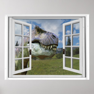 T-Rex Dinosaur Bild View Fake Window Poster