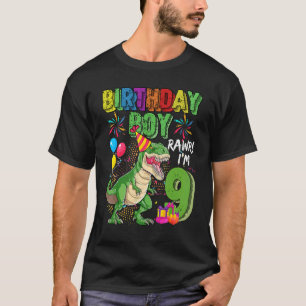 T Rex Dinosaur Birthday Boy Rawr Im 9 år gammal 9 Shirt
