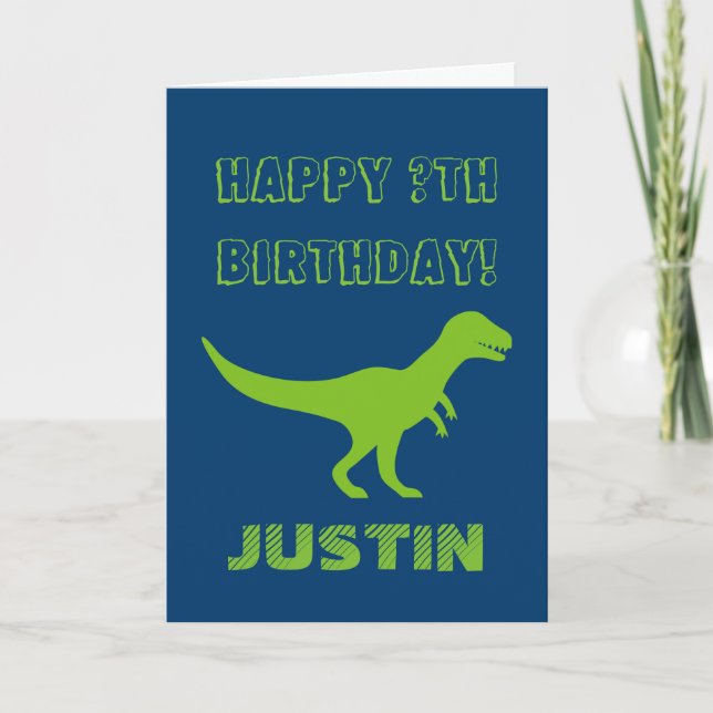 T rex dinosaur Birthday-hälsningskort för barn Kort (Framsida)