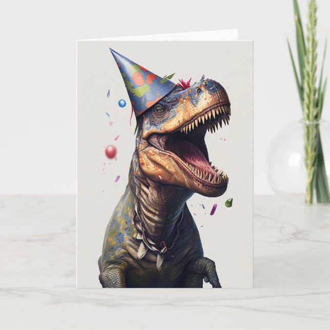 T-Rex Dinosaur Birthday-hälsningskort Tack Kort (Framsida)