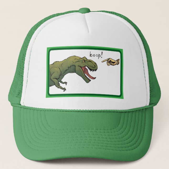 T-Rex Dinosaur Boop Tyrannosaurus Baseball Grönt Keps (Framsida)