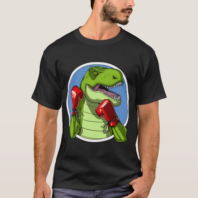 T-Rex Dinosaur Boxning T Shirt (Framsida)