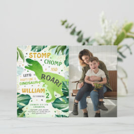 T Rex Dinosaur Boy Birthday Photo Inbjudningar