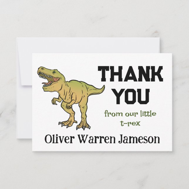 T-REX Dinosaur Boy's any Age Birthday Tack (Framsida)