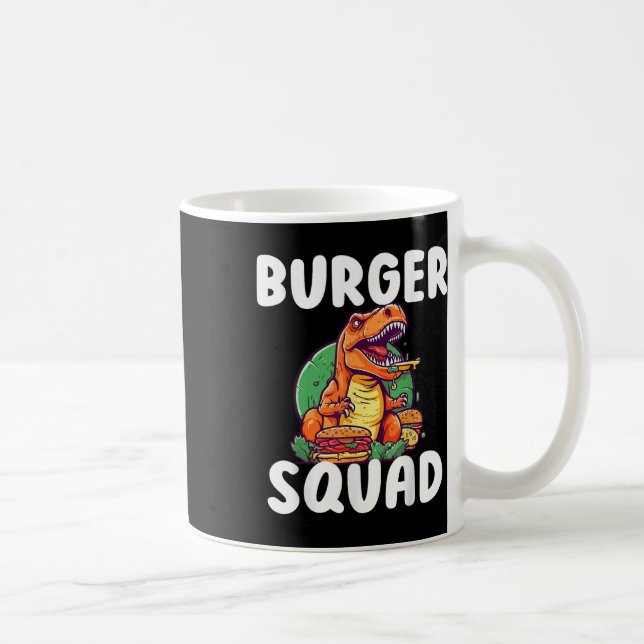 T-rex Dinosaur Burger Squad Hamburger Älskare Roli Kaffemugg (Höger)