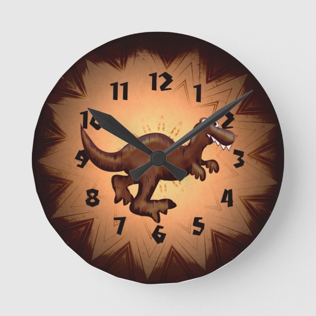 T-Rex Dinosaur Clock Rund Klocka (Framsida)