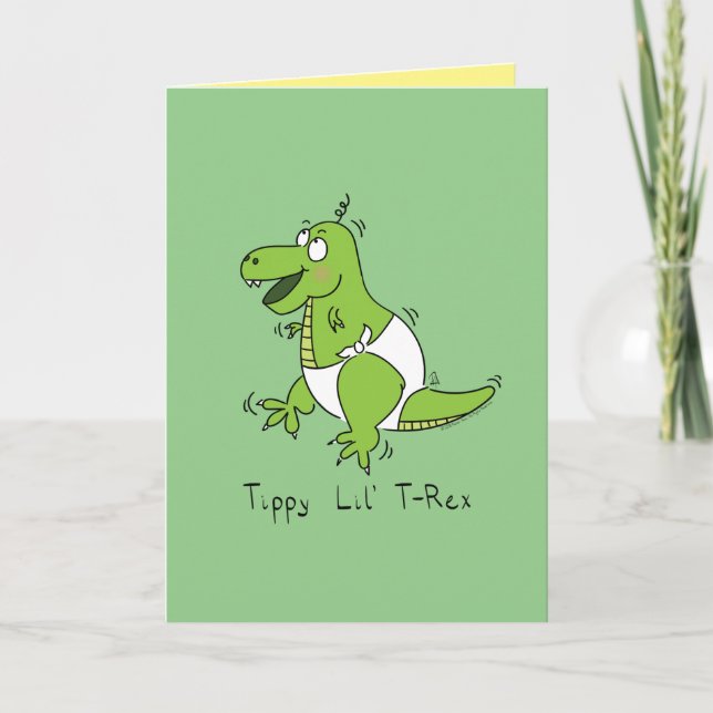 T-Rex Dinosaur Cute Baby Tecknad Kort (Framsida)