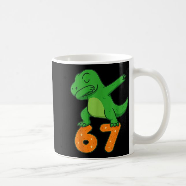 T-rex Dinosaur Dabbing 67 Meme Six Seven Funny  Kaffemugg (Höger)