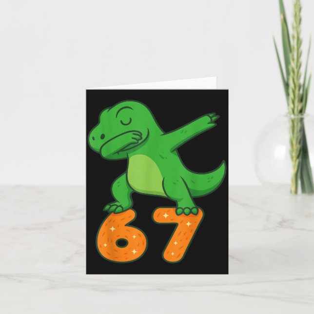 T-rex Dinosaur Dabbing 67 Meme Six Seven Funny  Kort (Framsida)