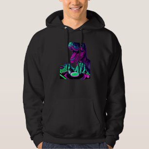 T Rex Dinosaur DJ Skiva Techno Musik Tyrannosauru Hoodie