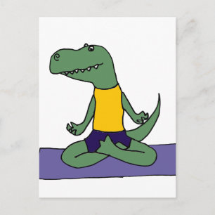 T-Rex Dinosaur Doing Yoga Vykort