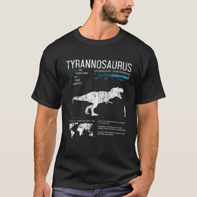 T Rex Dinosaur Facts Tyrannosaurus Palaeontology T Shirt (Framsida)