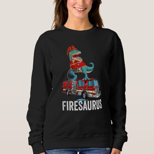 T Rex Dinosaur Firefighter Fireman Firefighting Fi T Shirt (Framsida)