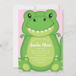 T-Rex Dinosaur Födelsedagsfest Rosa Inbjudningar