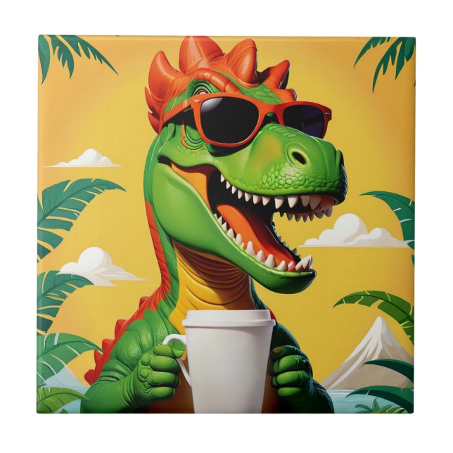 T-Rex Dinosaur Funny Kakelplatta (Framsidan)