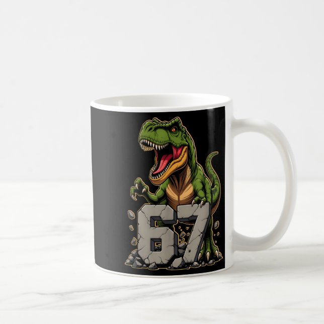 T-rex Dinosaur Funny Six Seven Meme Cool Tyrannosa Kaffemugg (Höger)