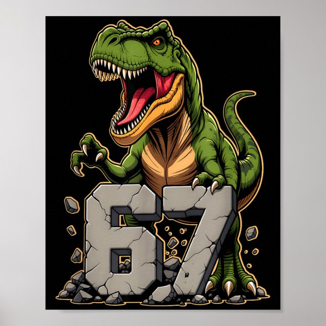 T-rex Dinosaur Funny Six Seven Meme Cool Tyrannosa Poster (Framsidan)