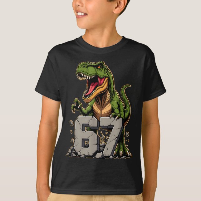 T-rex Dinosaur Funny Six Seven Meme Cool Tyrannosa T Shirt (Framsida)