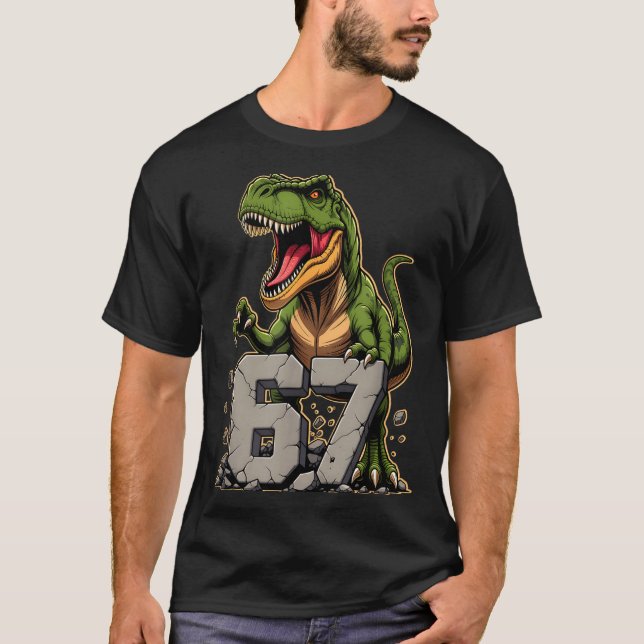 T-rex Dinosaur Funny Six Seven Meme Cool Tyrannosa T Shirt (Framsida)