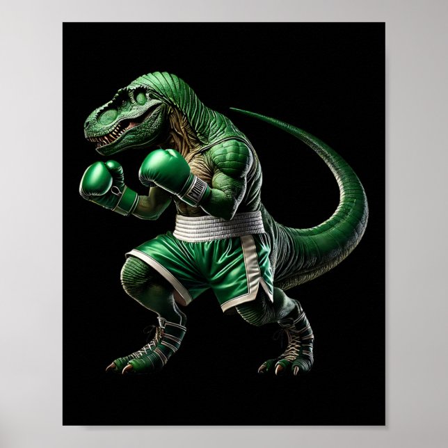 T-rex-dinosaur gör boxning boxare kampsport poster (Framsidan)
