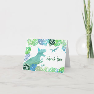T-Rex Dinosaur Greenery Birthday Tack Kort