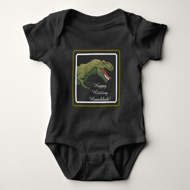 T-Rex Dinosaur Hanukkah Unisex Baby Outfit T Shirt (Framsida)