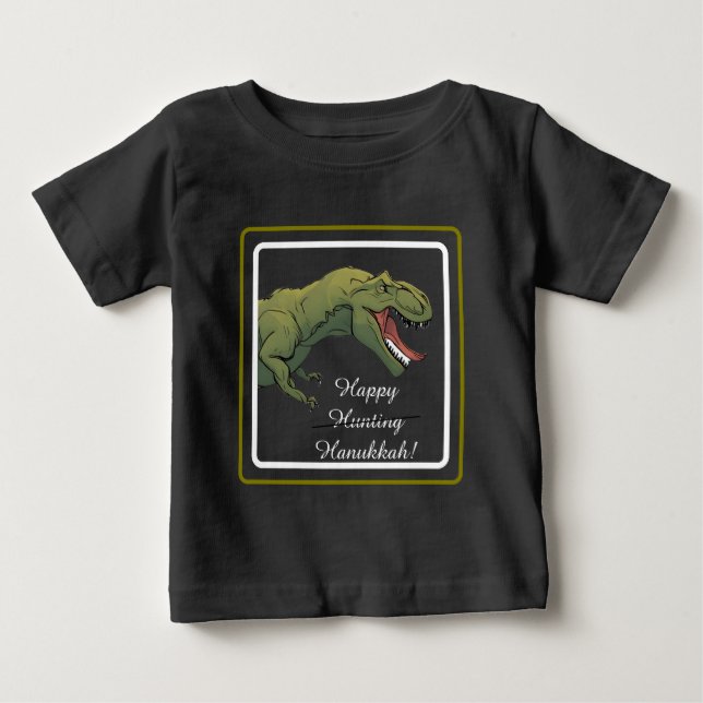 T-Rex Dinosaur Hanukkah Unisex Baby Outfit T Shirt (Framsida)