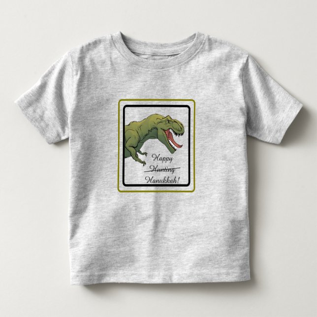 T-Rex Dinosaur Hanukkah Unisex Baby Outfit T Shirt (Framsida)