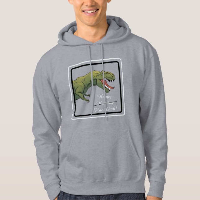T-Rex Dinosaur Hanukkah Unisex hoodie Sweatshirt (Framsida)