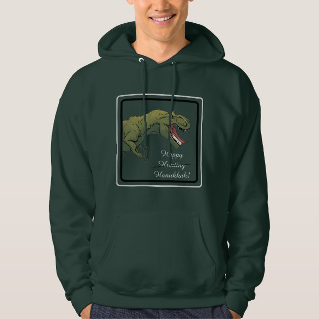 T-Rex Dinosaur Hanukkah Unisex hoodie Sweatshirt (Framsida)
