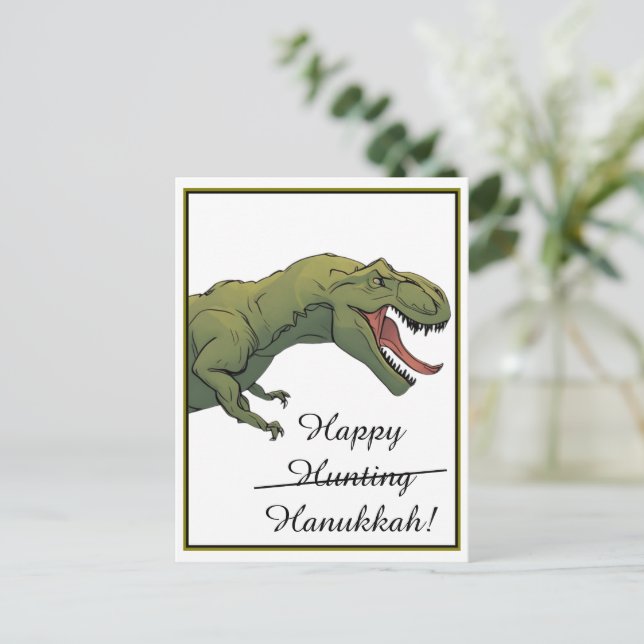T-Rex Dinosaur Hanukkah-vykort Vykort (Stående Fram)