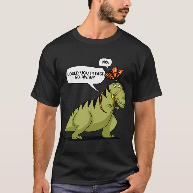 T-Rex-dinosaur hatar fjäril T Shirt (Framsida)